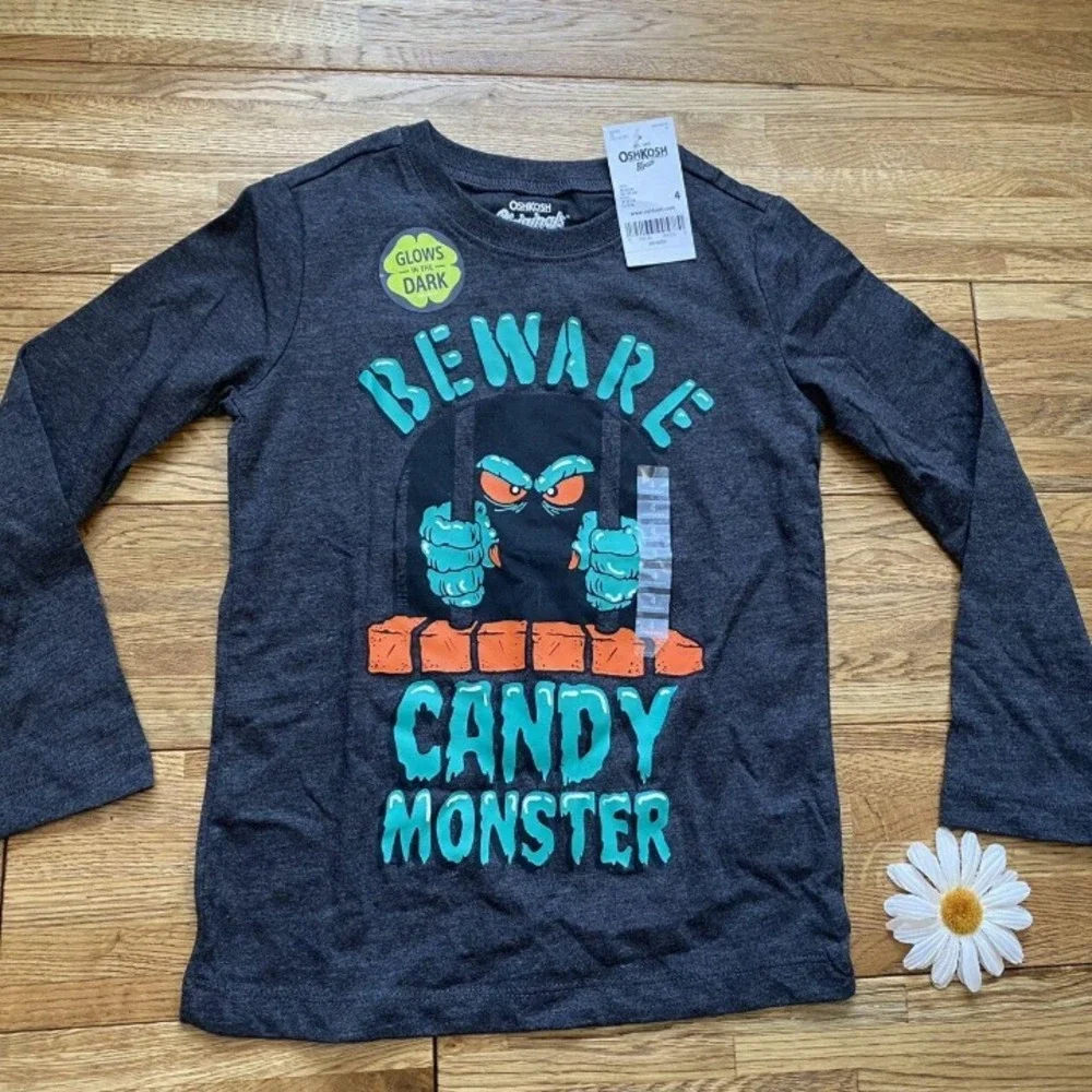 NWT OshKosh Originals Halloween Glow In The Dark Graphic‎ Tee Size 4